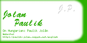jolan paulik business card